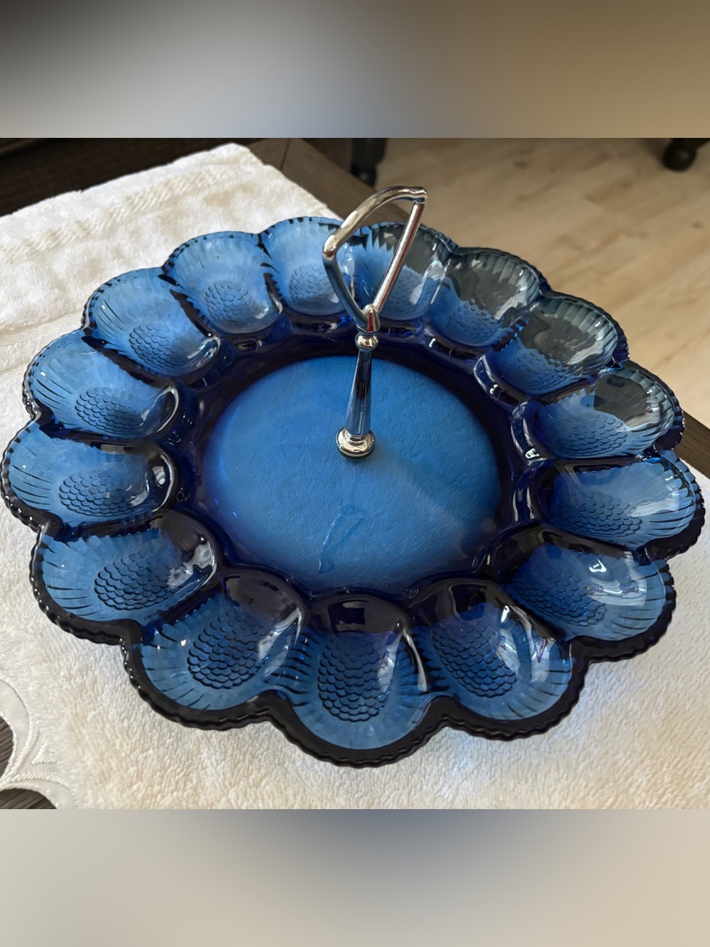 Vintage Cobalt Blue Deviled Egg Tray